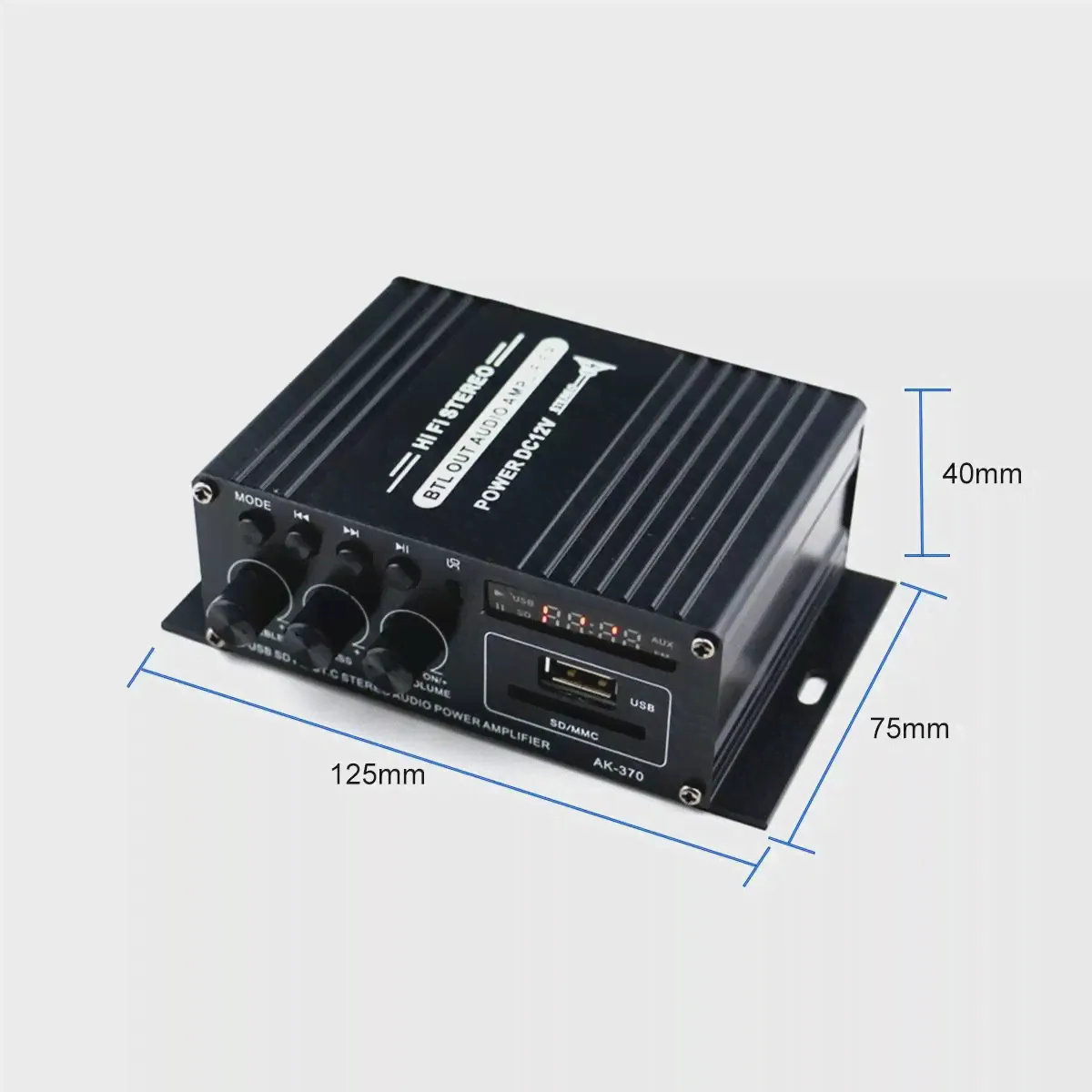 🛍 AK370 400 Вт 2*200 Вт стерео Hifi автомобильный домашний сабвуфер автомобильный усилитель звука автомобильный динамик bluetooth бас светодиодный FM USB пульт дистанционного управления-0