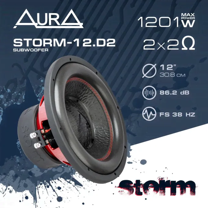 Сабвуфер автомобильный AURA STORM-12.D2 41465-0