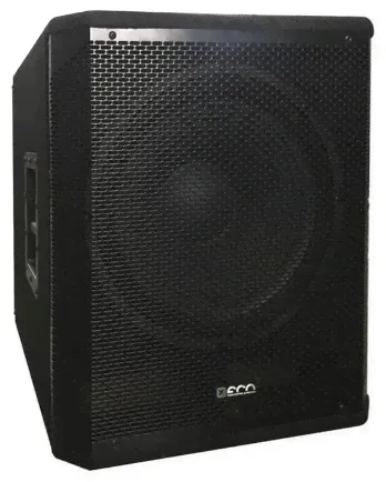 Eco Presto Sub-15A (T) активная акустическая система низкочастотная (сабвуфер). Мощность 500 W (RMS), динамик 15", усилитель класса D, встроенный стерео кроссовер.